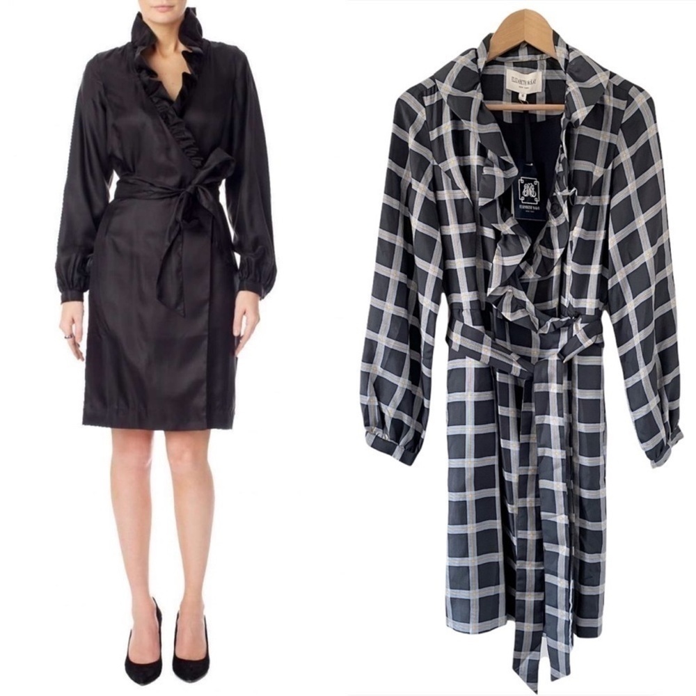 Elizabeth McKay Scotland Silk Wrap Dress in Blue Check